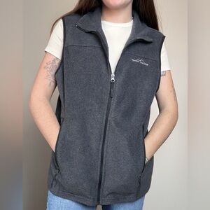 EDDIE BAUER men’s grey fleece full zip vest size medium